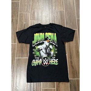John Cena WWE Champ Is Here Never Give Up T-Shirt Black Mens Medium Graphic Tee